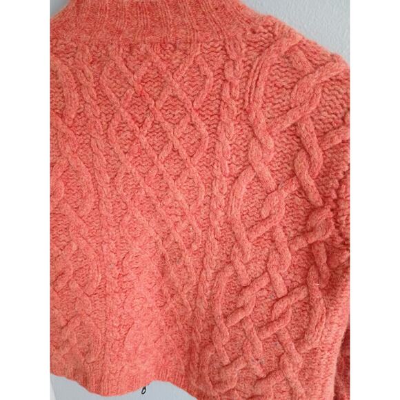 Hand Knit Wool Cable Knit Full Zip Sweater Sarah Spencer women's medium petite - Picture 10 of 15